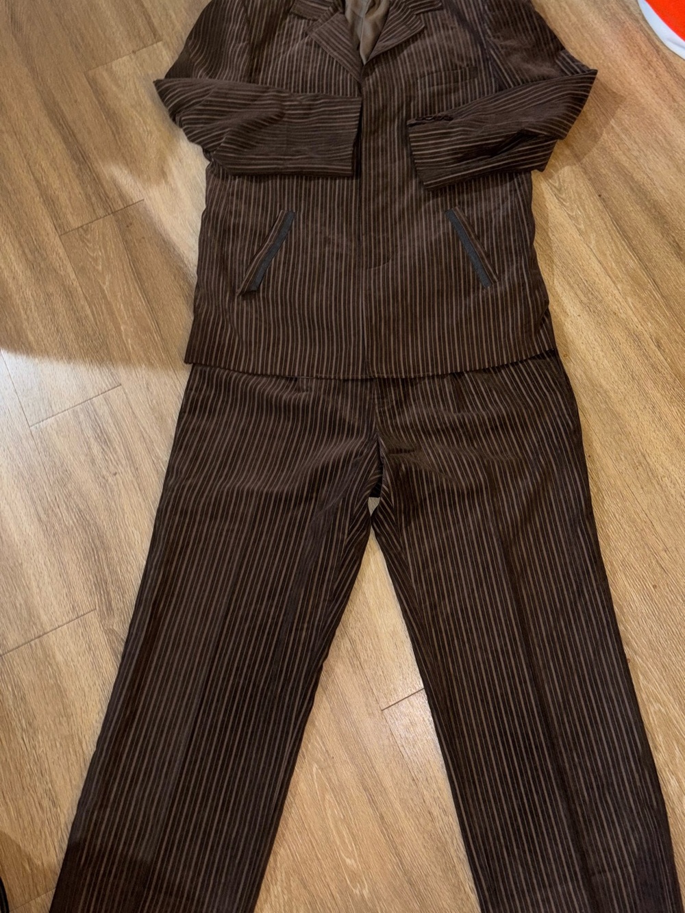 INSERCH Pinstripe Suit Mens 36 Micro Corduroy Zoot Retro Blazer Pants Set Box Z